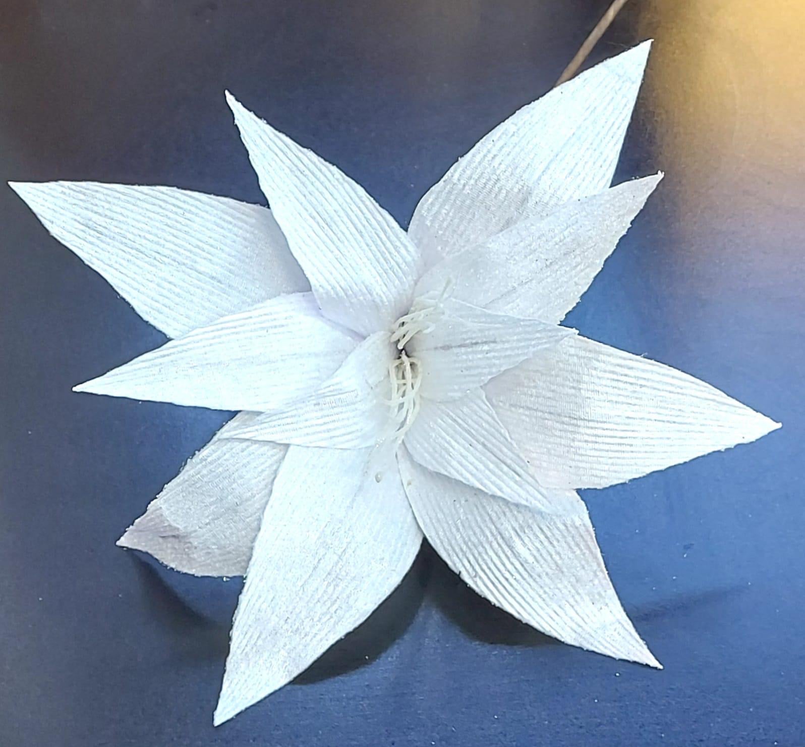 Flori Crăciun artificiale albe – flori decorative elegante 10/set